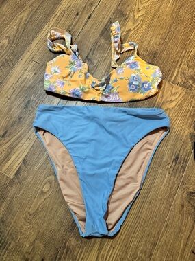 J. Crew Peach Bikini Bottom with Light Blue Trim